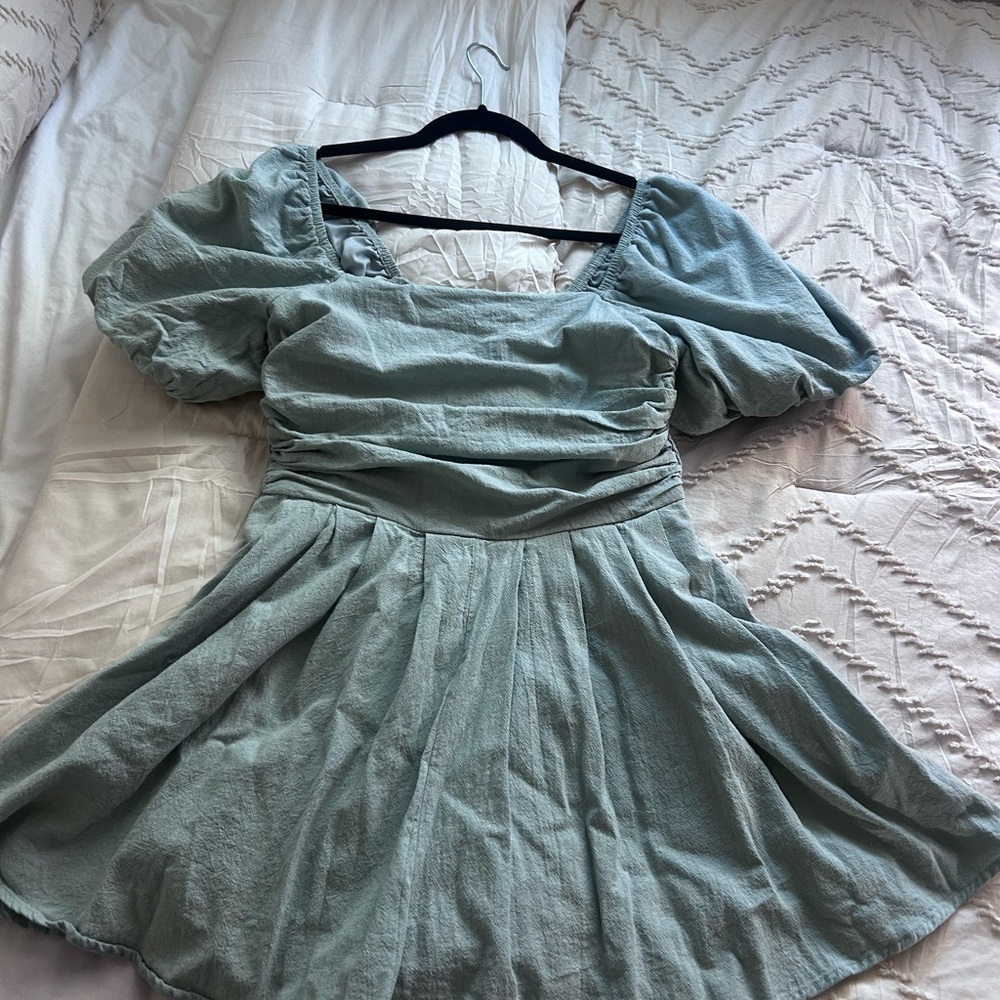 Puff Sleeve Light Blue Romper